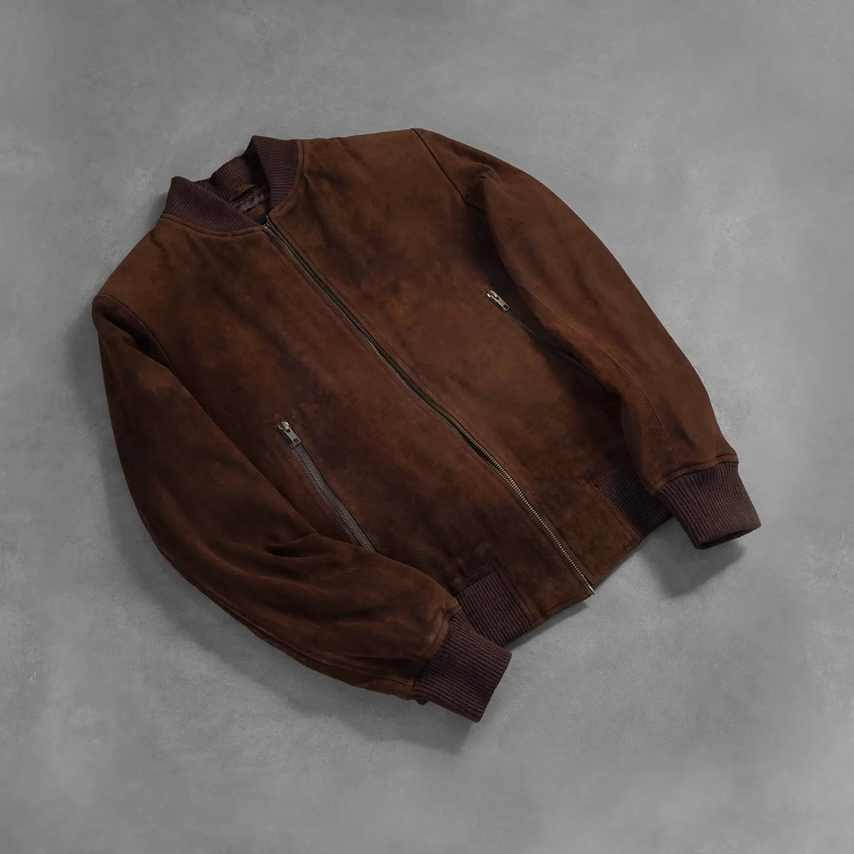 Shane Mocha Suede Bomber Jacket - men's jacket in mocha suede leather, view 7