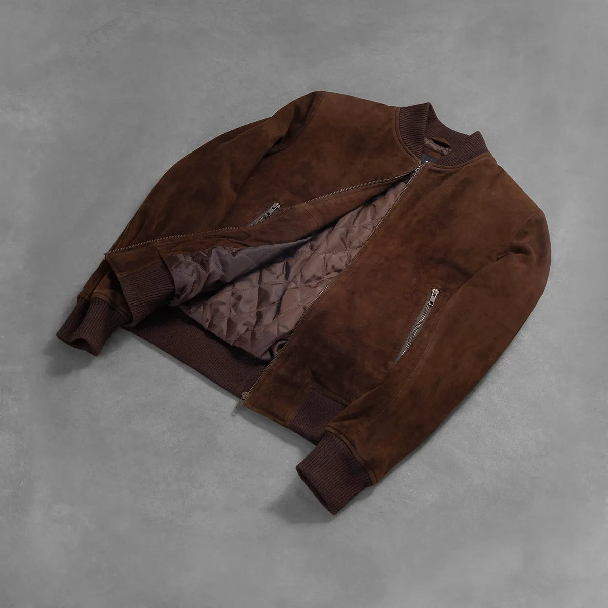 Shane Mocha Suede Bomber Jacket - men's jacket in mocha suede leather, view 8