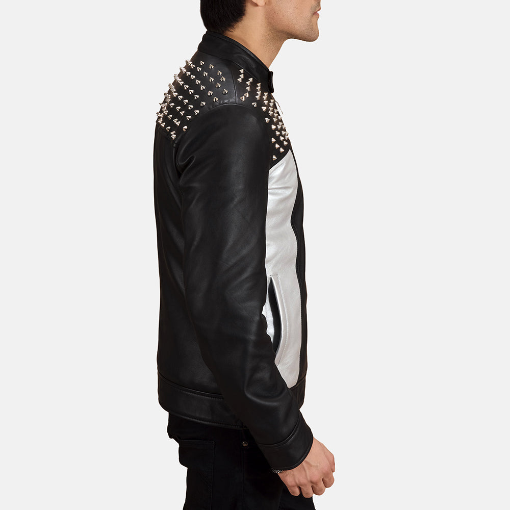 Shapron Studded Leather Biker Jacket - men's jacket in classic sheepskin leather, view 2