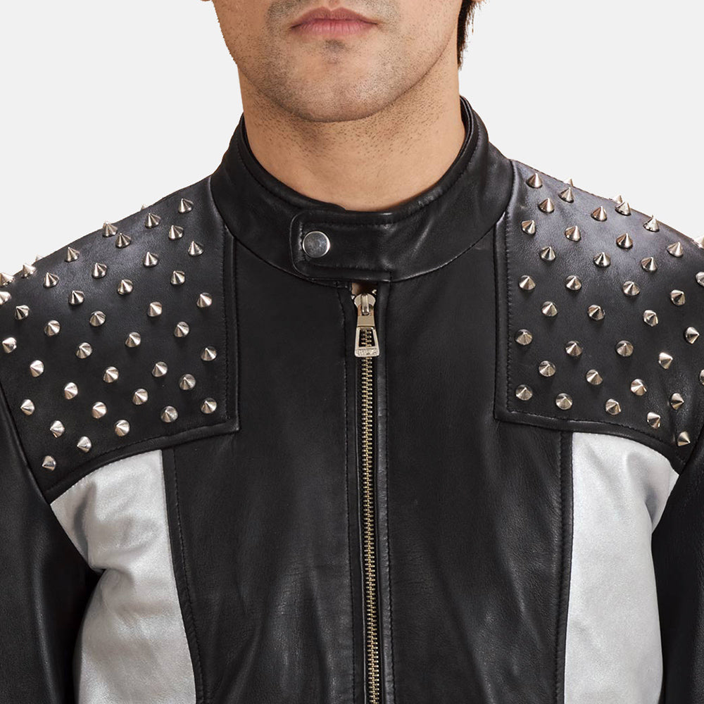 Shapron Studded Leather Biker Jacket - men's jacket in classic sheepskin leather, view 4