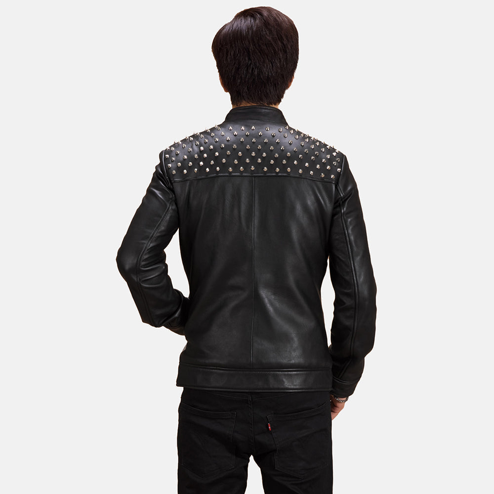 Shapron Studded Leather Biker Jacket - men's jacket in classic sheepskin leather, view 5