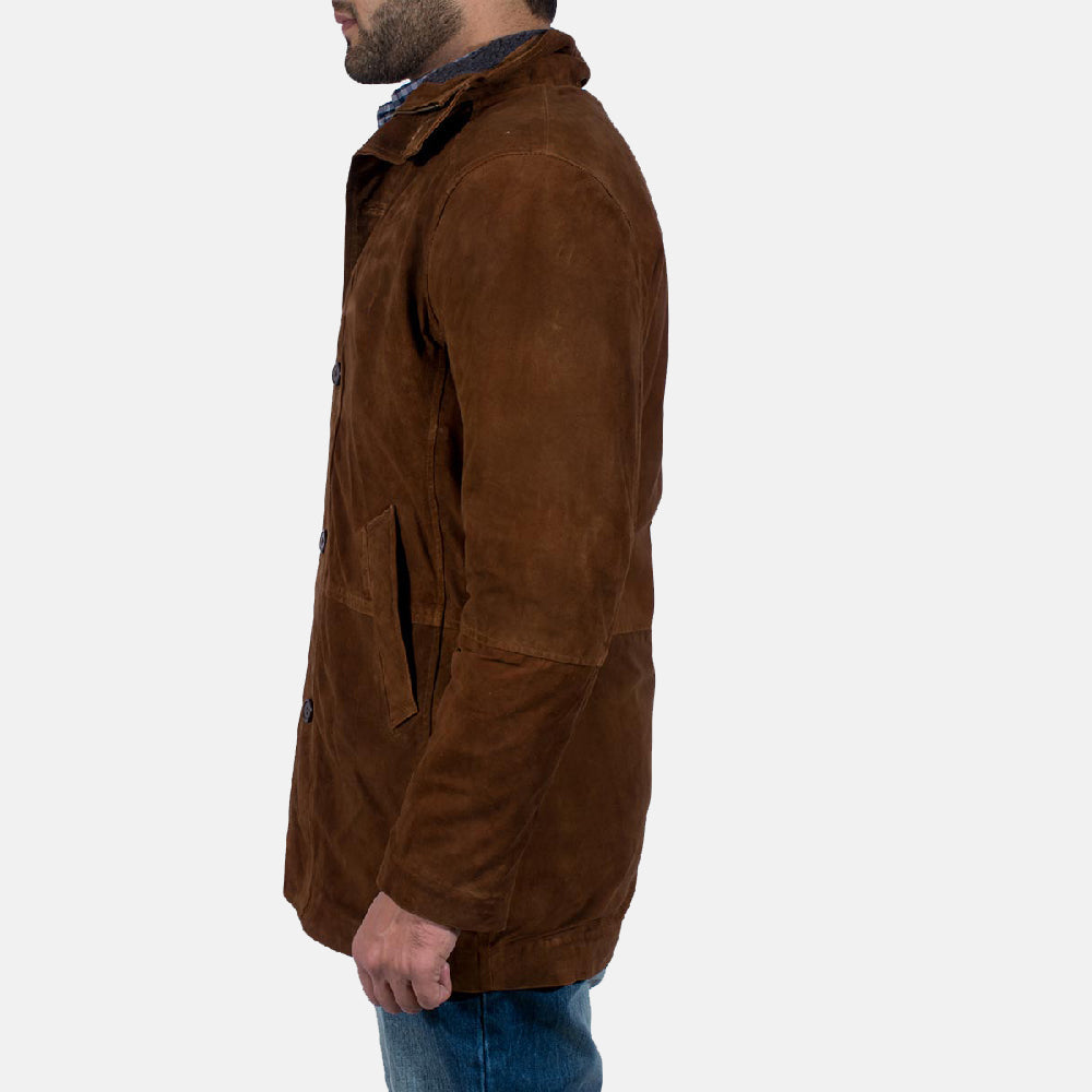 Sheriff Brown Suede Jacket - men's jacket in brown suede leather, view 2