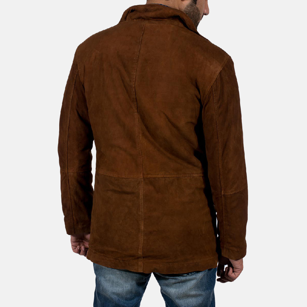 Sheriff Brown Suede Jacket - men's jacket in brown suede leather, view 4