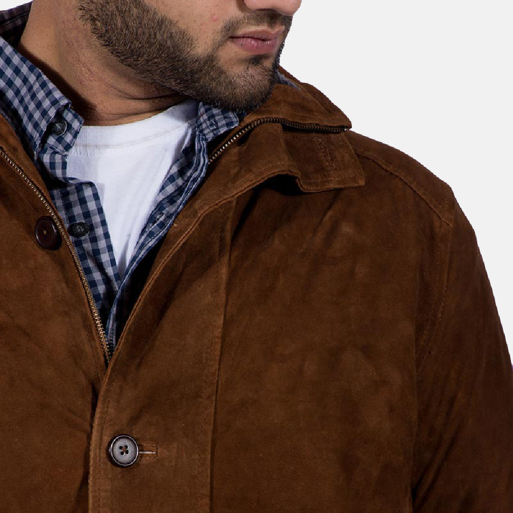 Sheriff Brown Suede Jacket - men's jacket in brown suede leather, view 5
