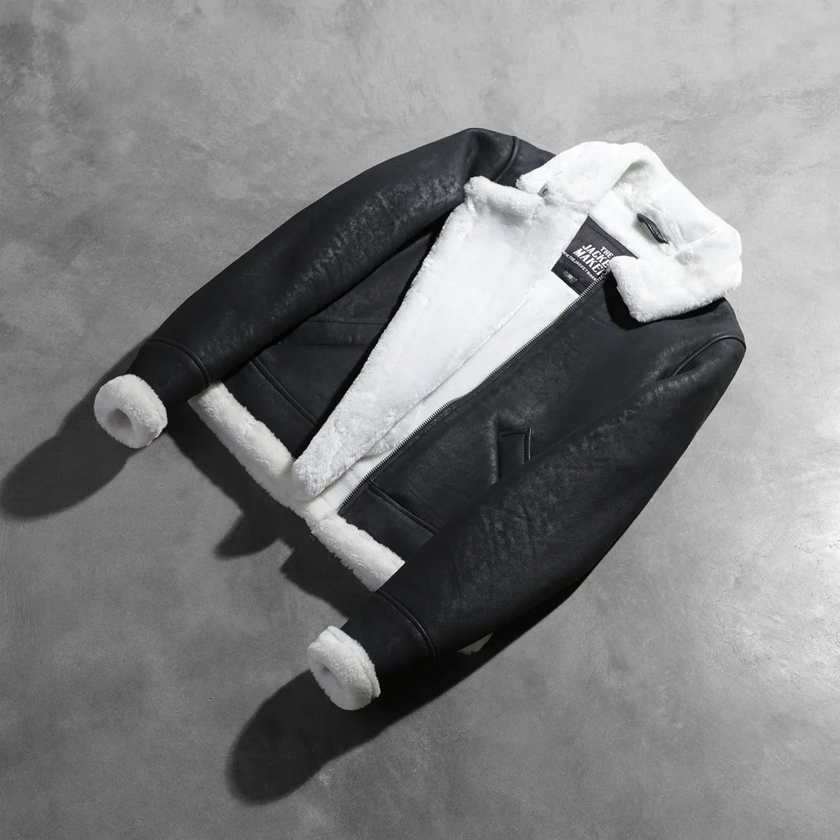 Sherilyn B-3 Black & White Leather Bomber Jacket - women's jacket in black & white sheepskin leather, view 8
