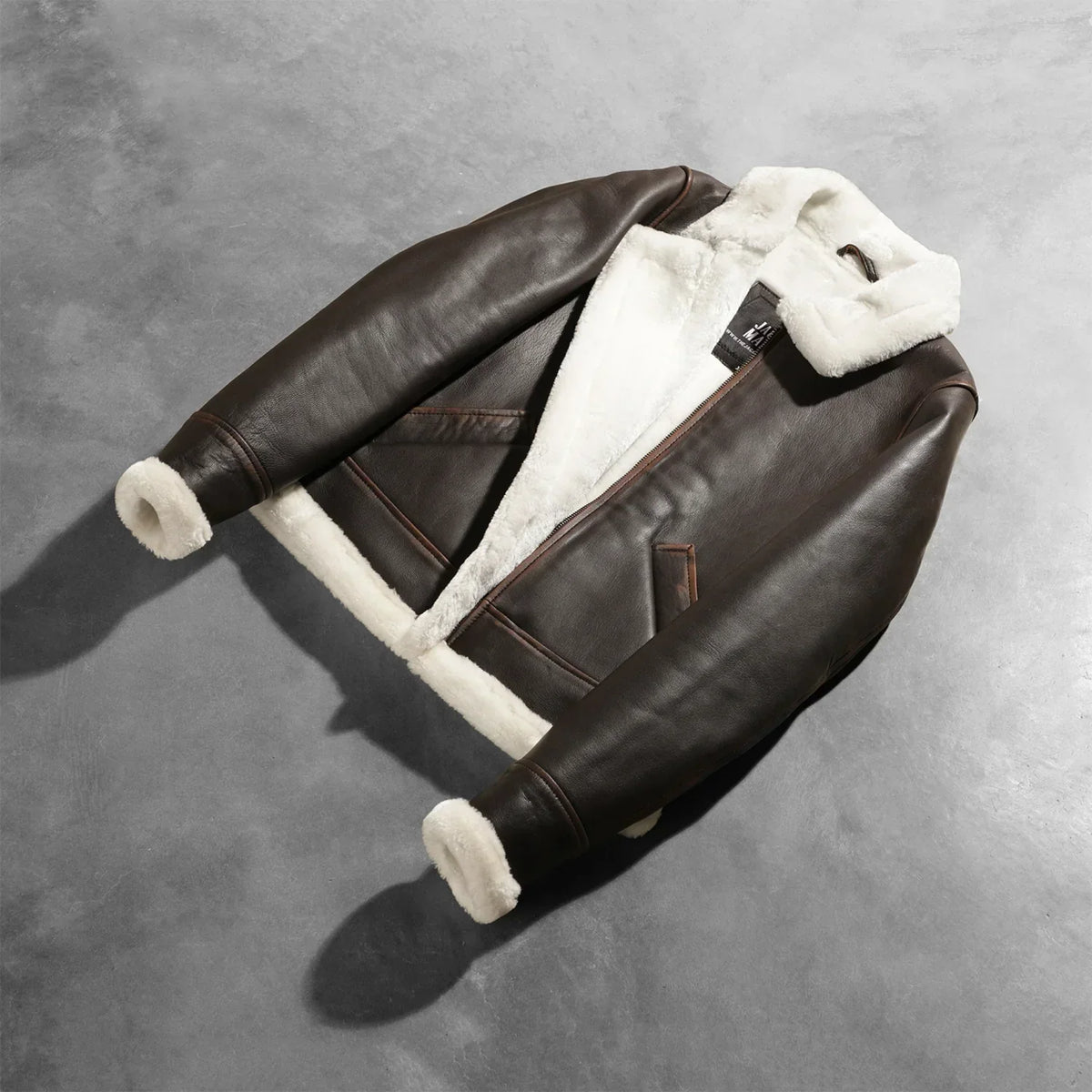 Brex Sherilyn B-3 Brown Leather Bomber Jacket - women's jacket in brown goatskin leather, view 8
