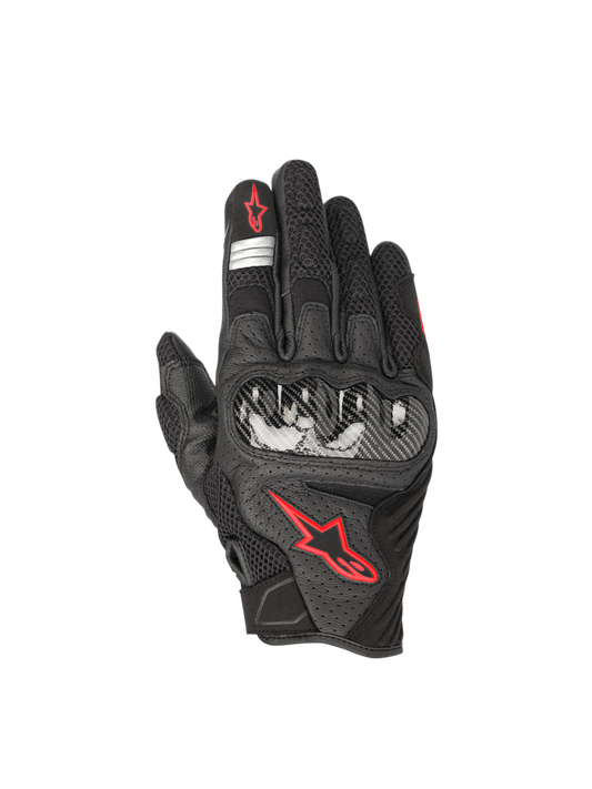 SMX-1 Air V2 Gloves - Black/Red Fluorescent - Alpinestars motorcycle gloves, view 1