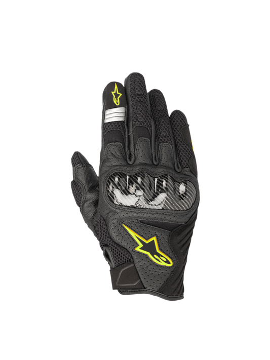 SMX-1 Air V2 Gloves - Black/Yellow Fluorescent - Alpinestars motorcycle gloves, view 1