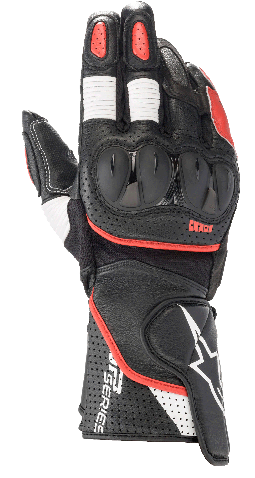 SP-2 V3 Gloves - Black/White/Bright Red - Alpinestars motorcycle gloves, view 1