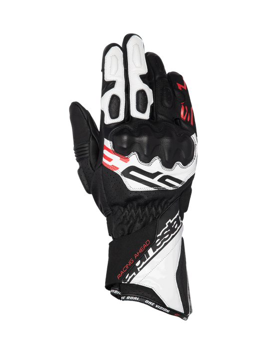 SP-3 Gloves - Black/White/Red Fluo - Alpinestars motorcycle gloves, view 1