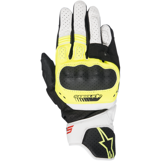 SP-5 Gloves - Black/Yellow Fluorescent/White - Alpinestars motorcycle gloves, view 1