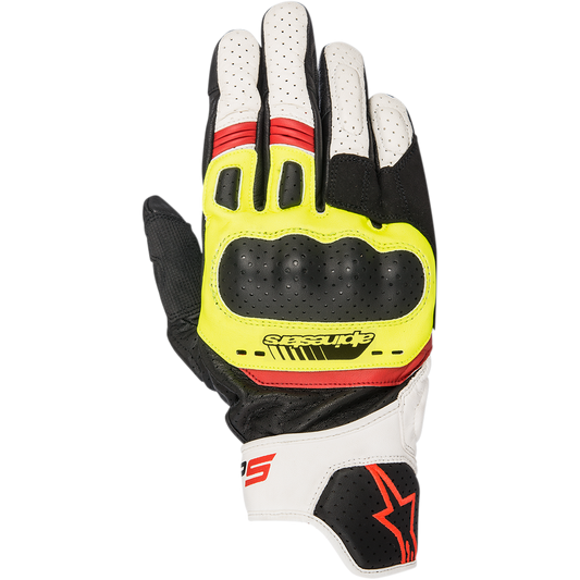 SP-5 Gloves - Black/Yellow Fluorescent/White/Red Fluorescent - Alpinestars motorcycle gloves, view 1