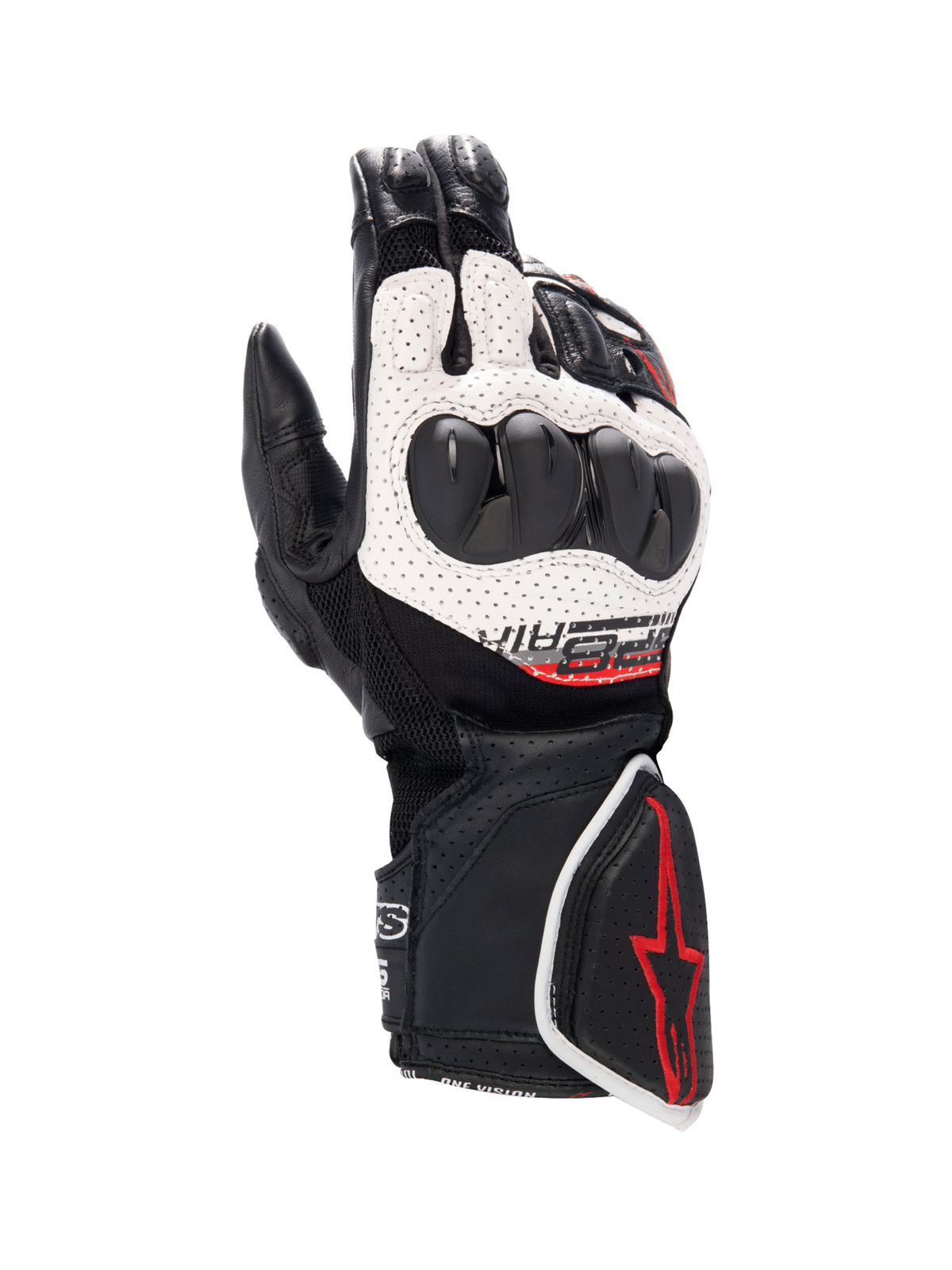 SP-8 V3 Air Gloves - Black/White/Bright Red - Alpinestars motorcycle gloves, view 1