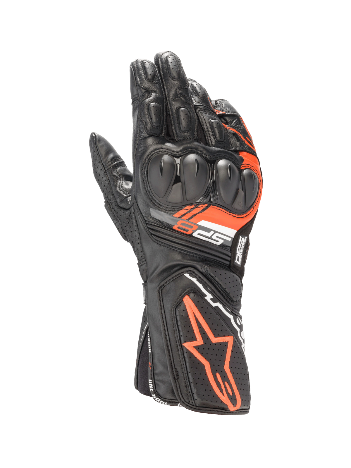 SP-8 V3 Gloves - Black/Red Fluo - Alpinestars motorcycle gloves, view 1