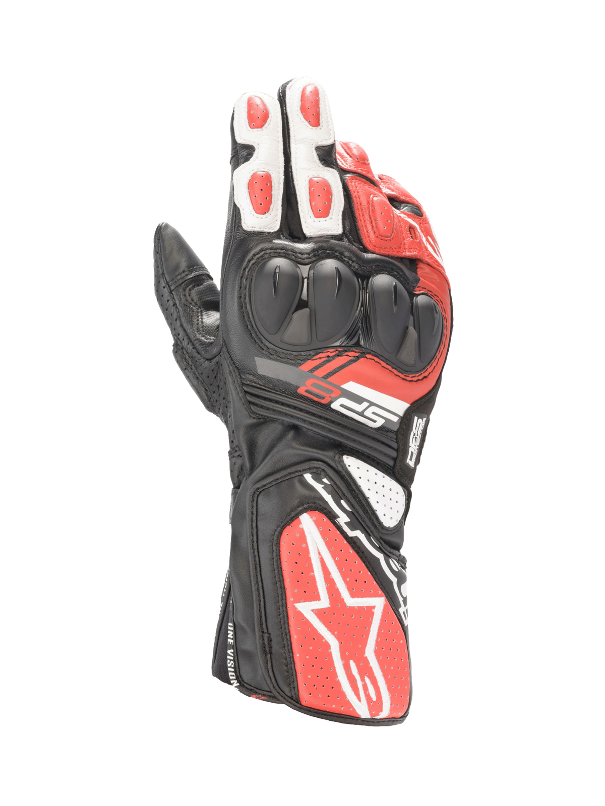 SP-8 V3 Gloves - Black/White/Bright Red - Alpinestars motorcycle gloves, view 1