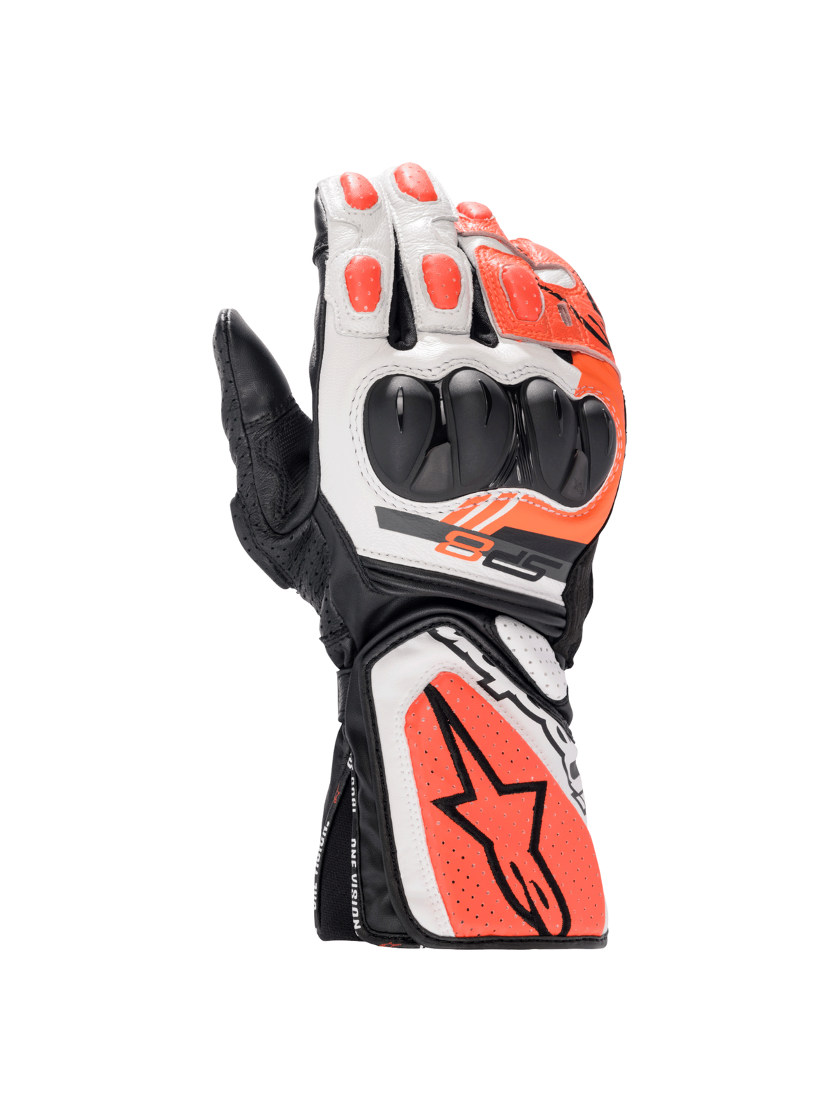 SP-8 V3 Gloves - Black/White/Red Fluo - Alpinestars motorcycle gloves, view 1