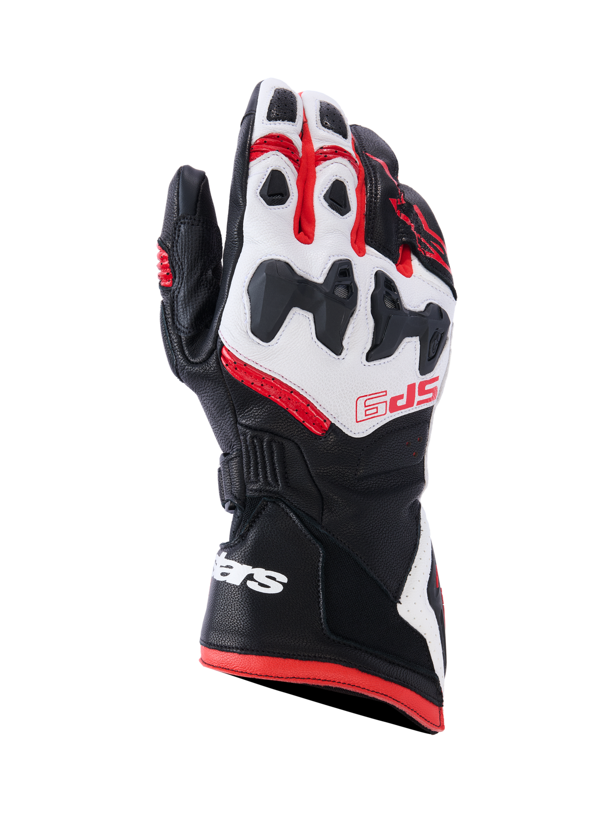 SP-9 Gloves - Black/White/Bright Red - Alpinestars motorcycle gloves, view 1
