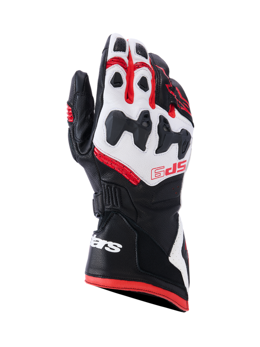 SP-9 Gloves - Black/White/Bright Red - Alpinestars motorcycle gloves, view 1