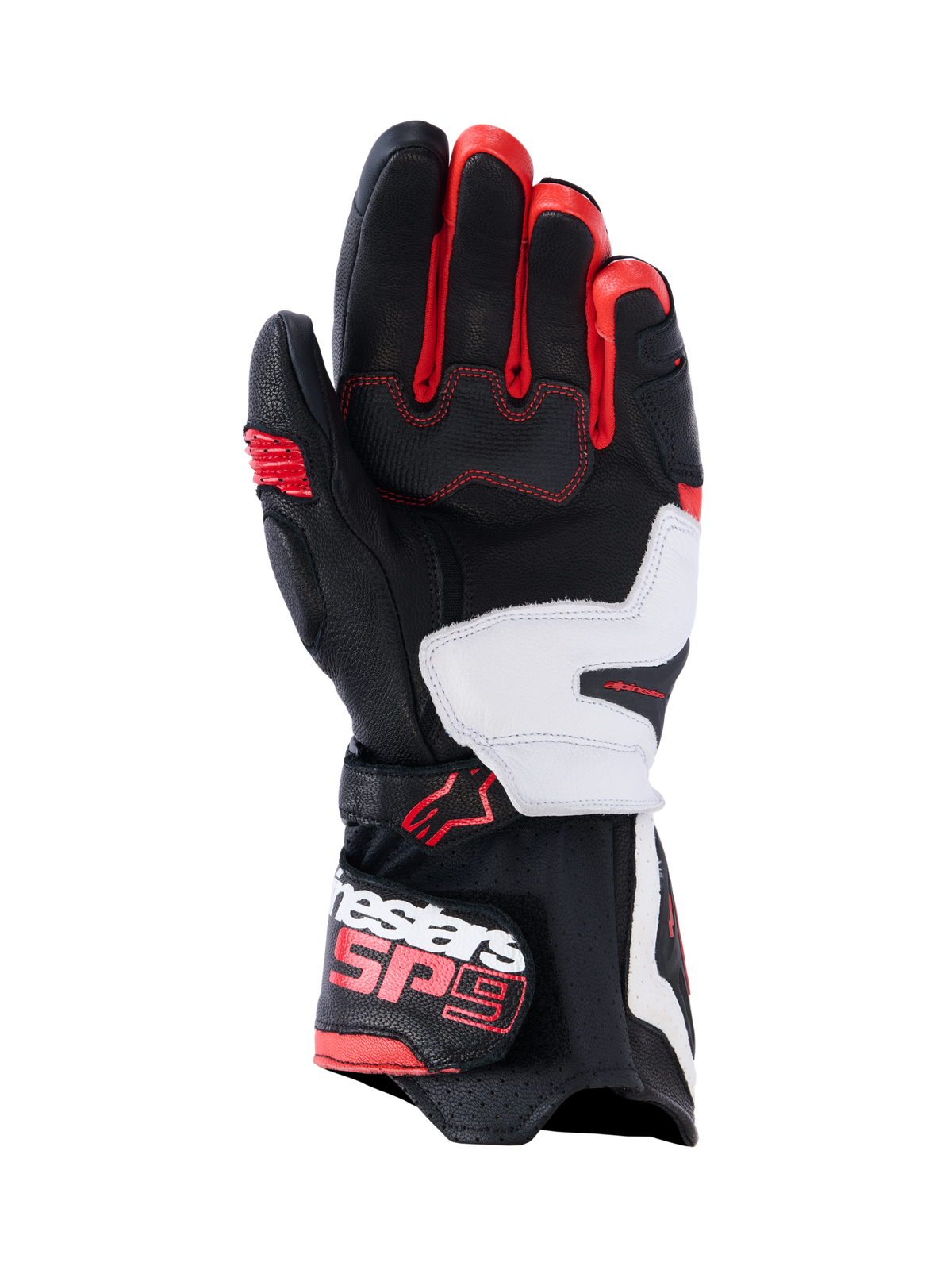 SP-9 Gloves - Black/White/Bright Red - Alpinestars motorcycle gloves, view 2