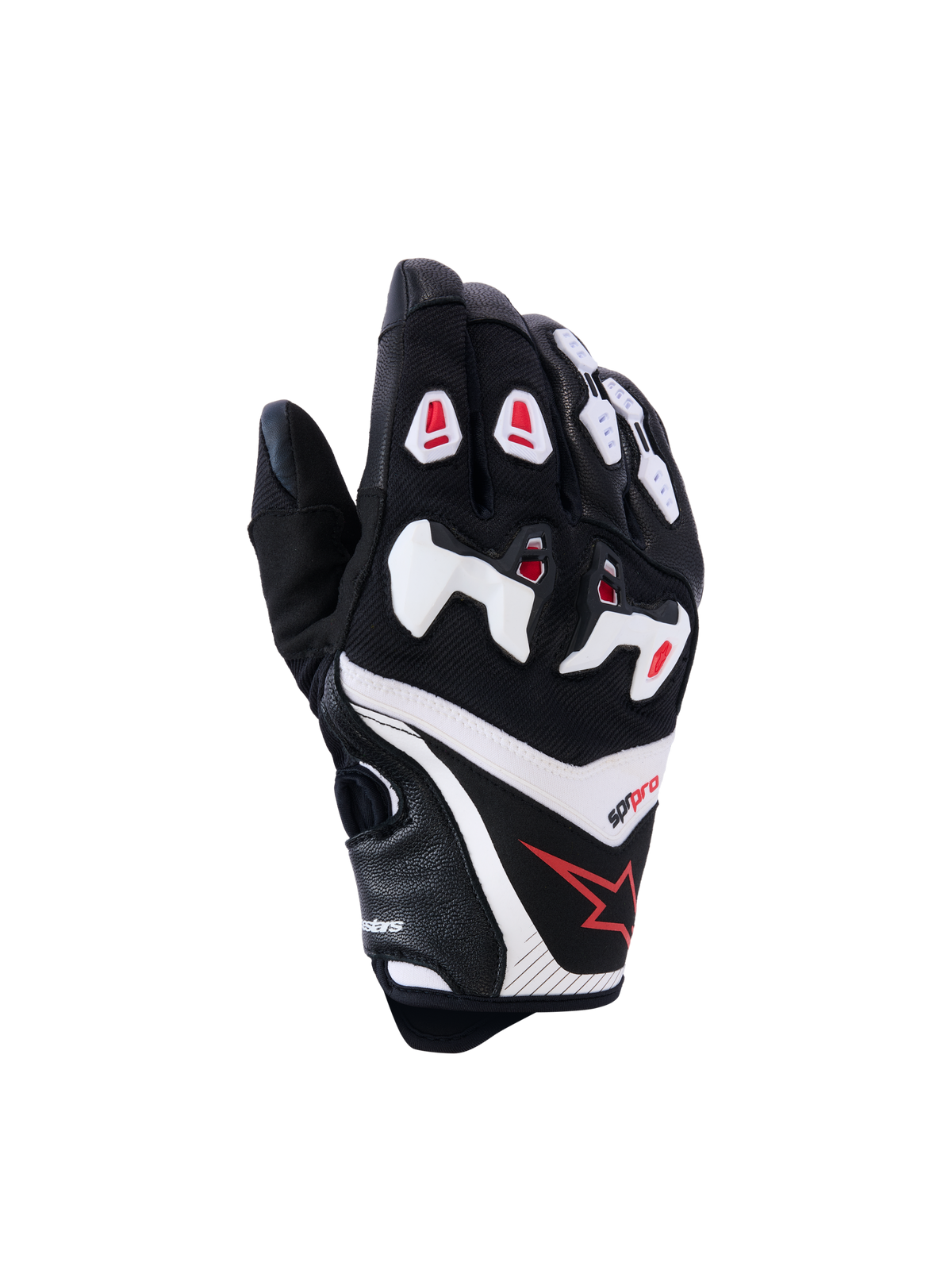 SP-R Pro Gloves - Black/White/Bright Red - Alpinestars motorcycle gloves, view 1