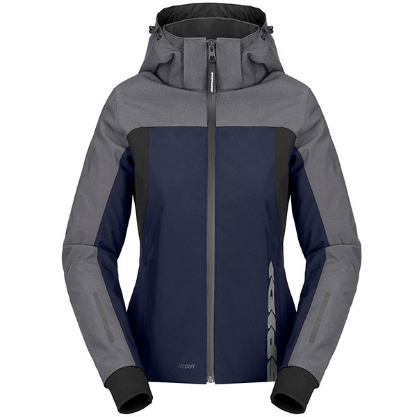 Spidi Ladies Hoodie II H2Out Waterproof Textile Jacket - Blue / Grey - Spidi motorcycle jacket, view 1