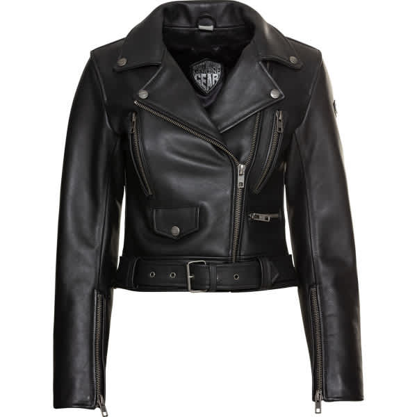Spirit Motors Ladies Bad Bonnie Leather Jacket - Black - Spirit Motors motorcycle jacket, view 1