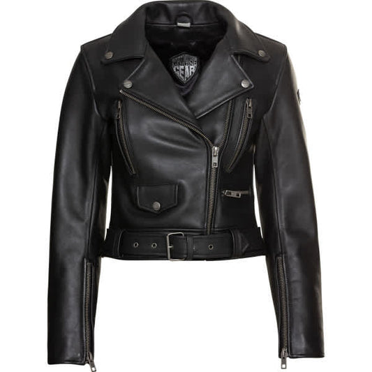 Spirit Motors Ladies Bad Bonnie Leather Jacket - Black - Spirit Motors motorcycle jacket, view 1