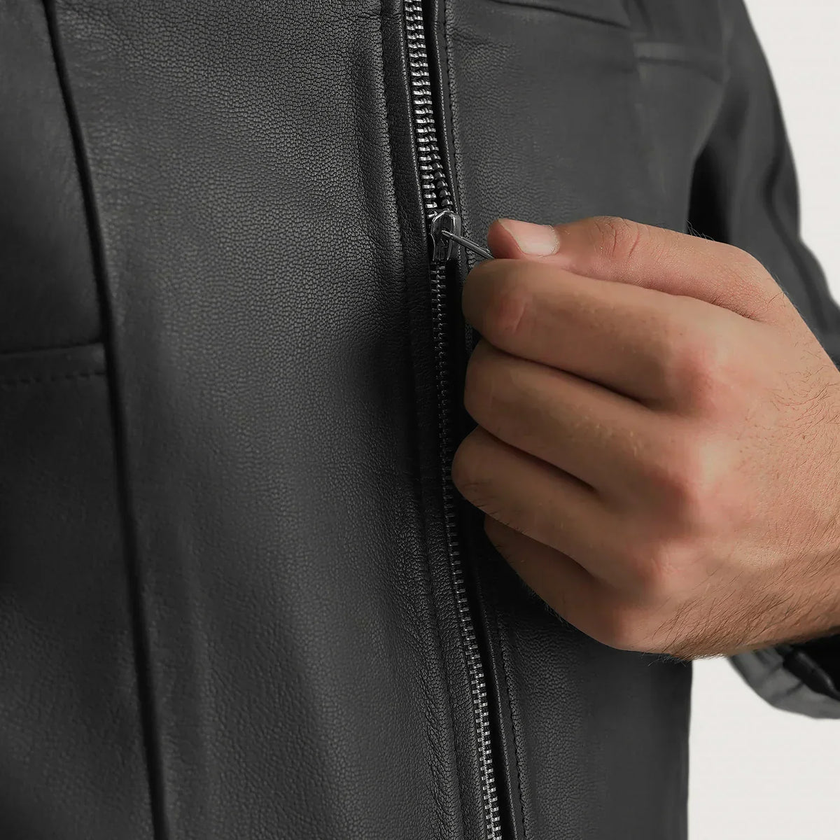 Spratt Black Hooded Leather Jacket - men's jacket in black goatskin leather, view 6