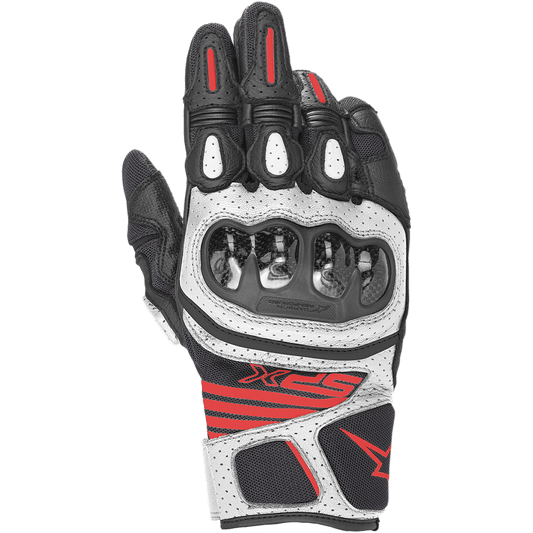 SPX AC V2 Gloves - Black/White/Red Fluorescent - Alpinestars motorcycle gloves, view 1