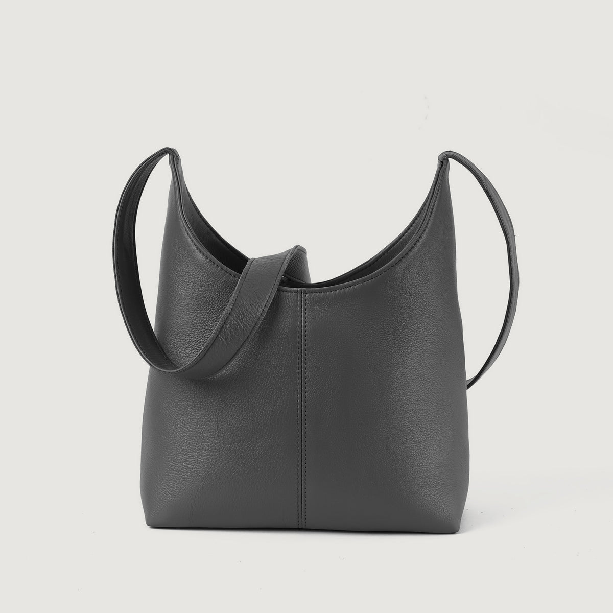 Brex Stefani Grey Leather Hobo Bag - grey leather hobo bag, view 1