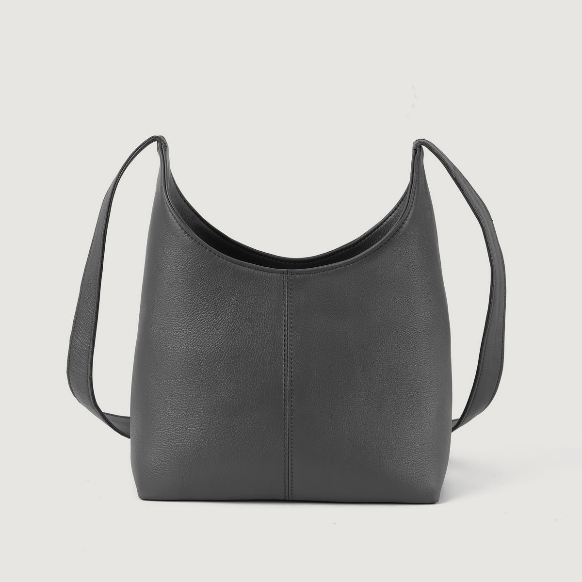 Brex Stefani Grey Leather Hobo Bag - grey leather hobo bag, view 3