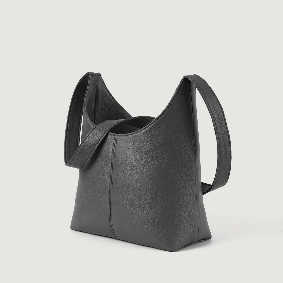Brex Stefani Grey Leather Hobo Bag - grey leather hobo bag, view 6