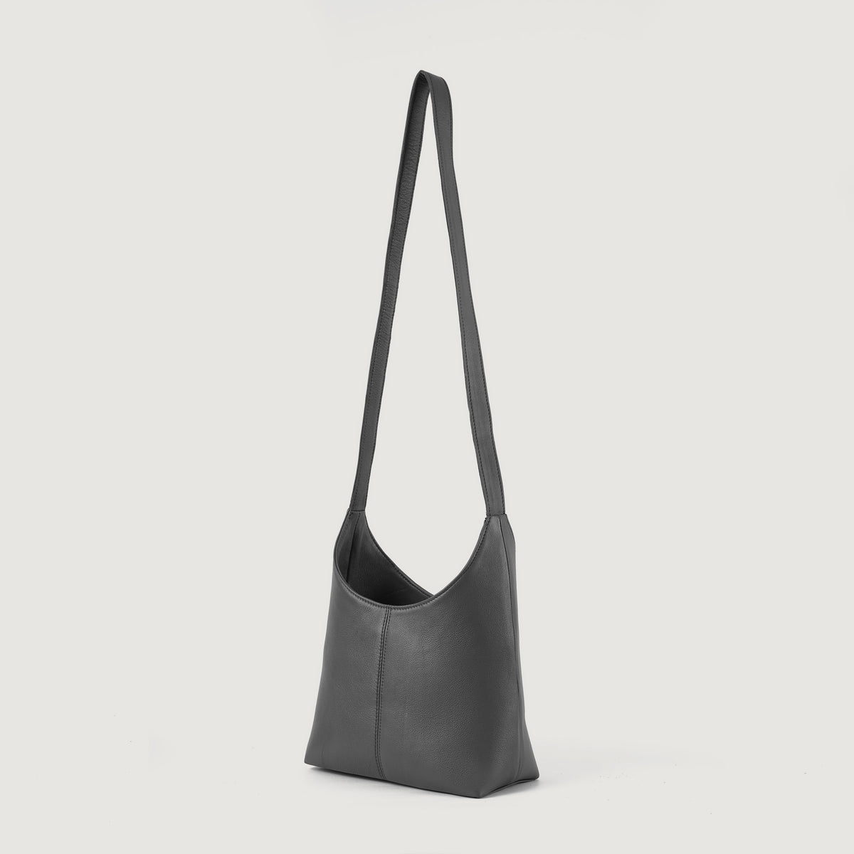 Brex Stefani Grey Leather Hobo Bag - grey leather hobo bag, view 7