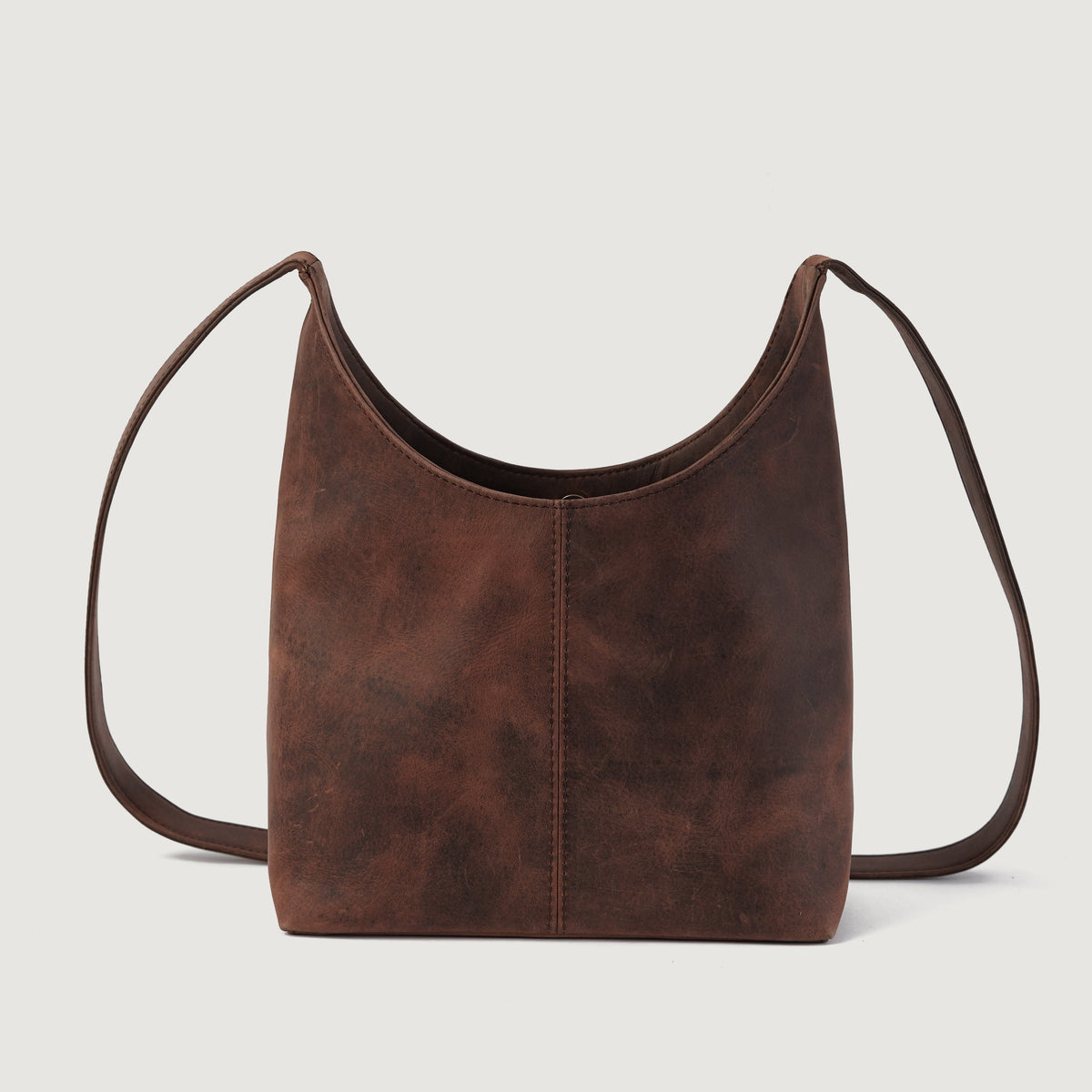 Brex Stefani Vintage Distressed Brown Leather Hobo Bag - brown leather vintage distressed hobo bag, view 4