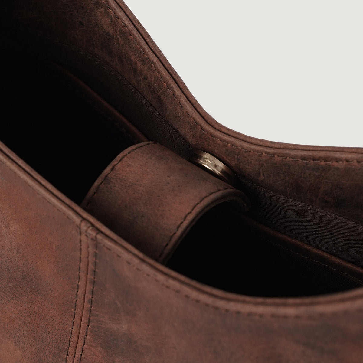 Brex Stefani Vintage Distressed Brown Leather Hobo Bag - brown leather vintage distressed hobo bag, view 7