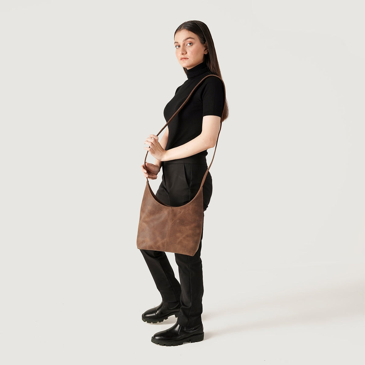 Brex Stefani Vintage Tan Brown Leather Hobo Bag - tan & brown leather vintage hobo bag, view 2