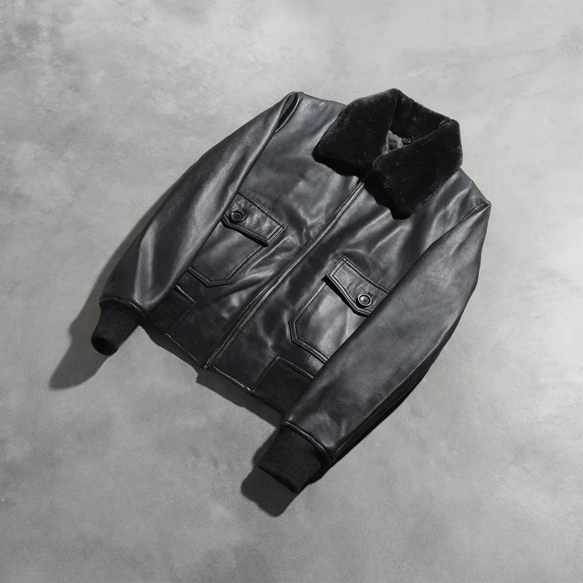 Stella G-1 Black Leather Bomber Jacket - women's jacket in black sheepskin leather, view 7