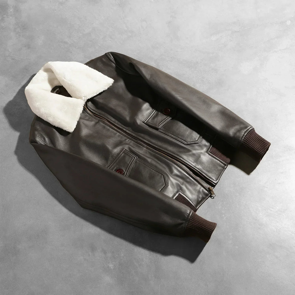 Brex Stella G-1 Brown Leather Bomber Jacket - women's jacket in brown sheepskin leather, view 7
