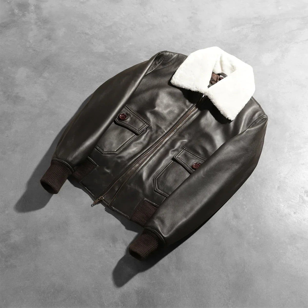 Brex Stella G-1 Brown Leather Bomber Jacket - women's jacket in brown sheepskin leather, view 8