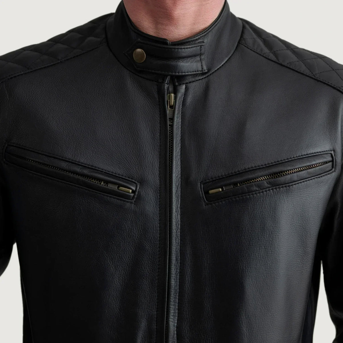 Sven Black Leather Bomber Jacket - men's jacket in black cowhide leather, view 5