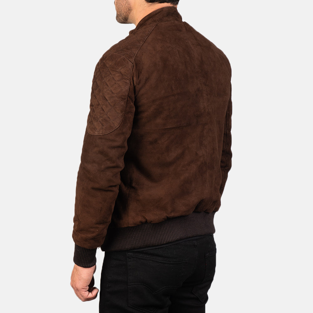 Sven Mocha Suede Bomber Jacket - men's jacket in mocha suede leather, view 5