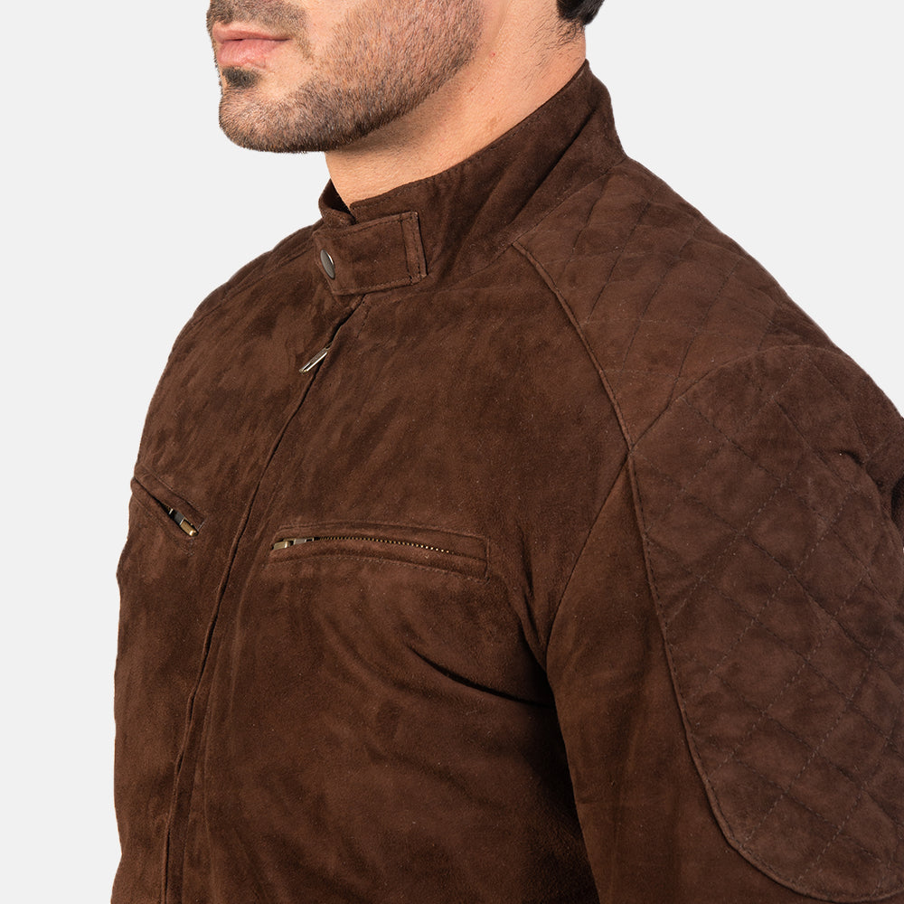 Sven Mocha Suede Bomber Jacket - men's jacket in mocha suede leather, view 6