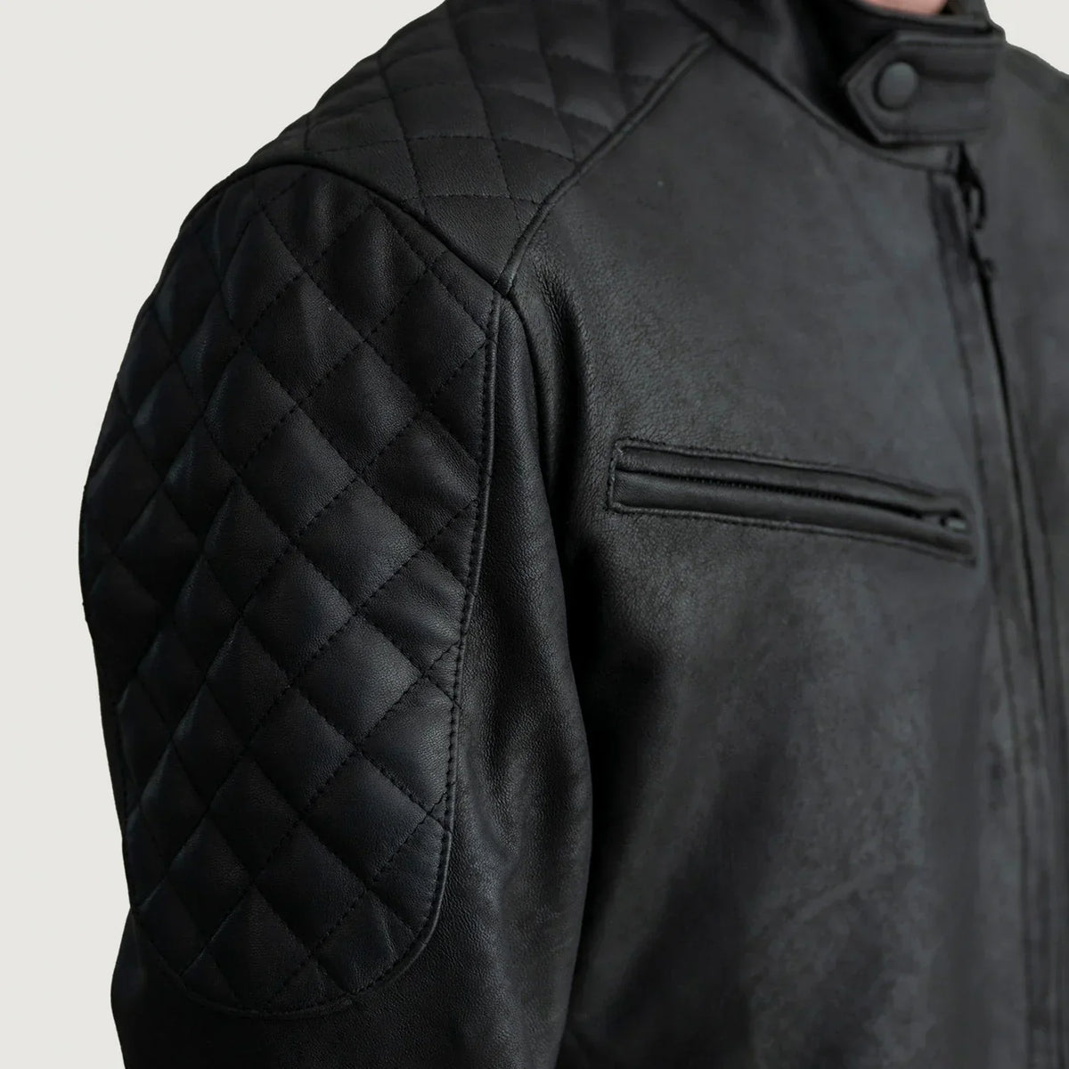 Sven Tumbled Black Leather Bomber Jacket - men's jacket in black premium leather, view 5