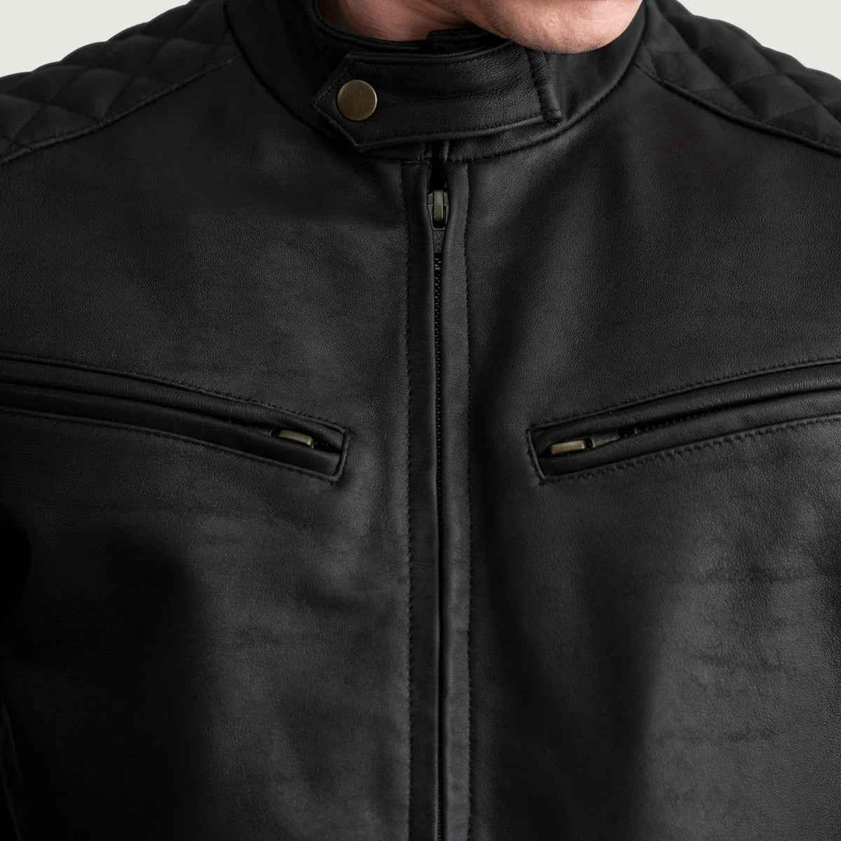 Sven Tumbled Brown Leather Bomber Jacket - men's jacket in brown premium leather, view 5