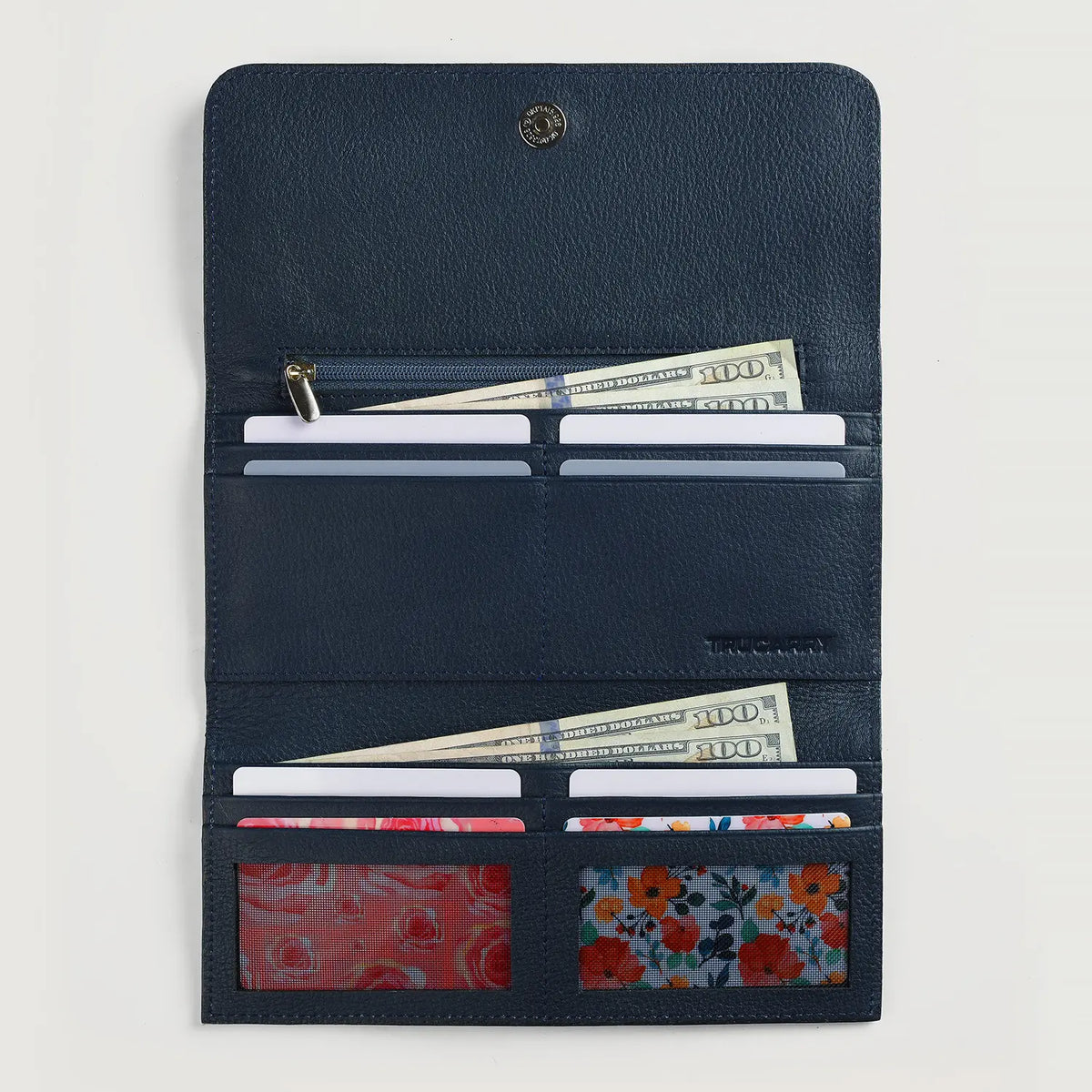 Brex Taylor Blue Leather Continental Wallet - blue continental leather wallet, view 5