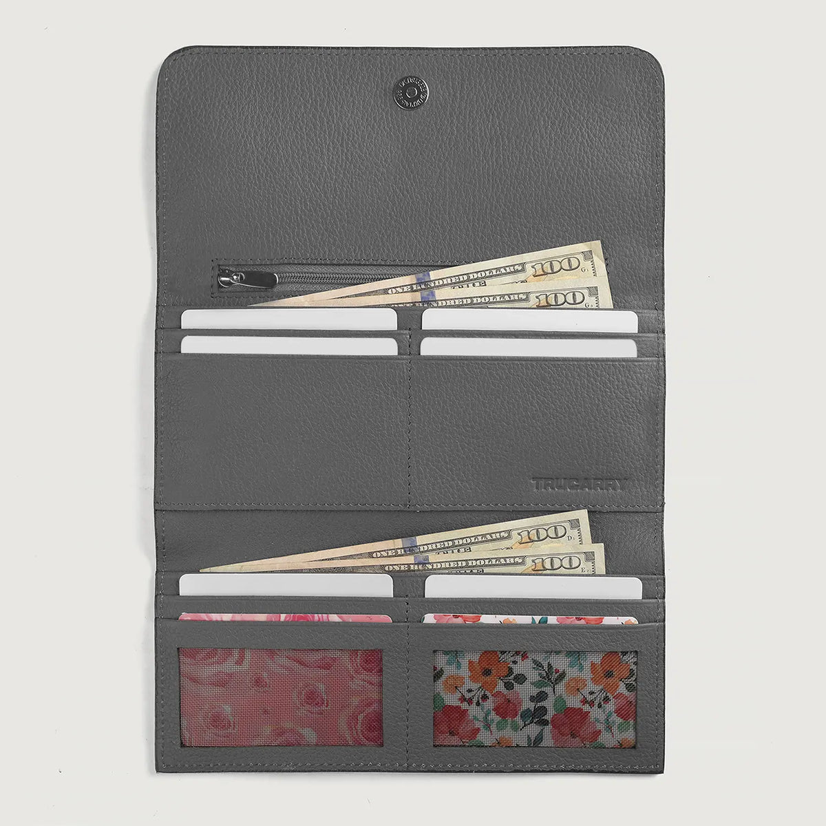 Brex Taylor Grey Leather Continental Wallet - grey continental leather wallet, view 5