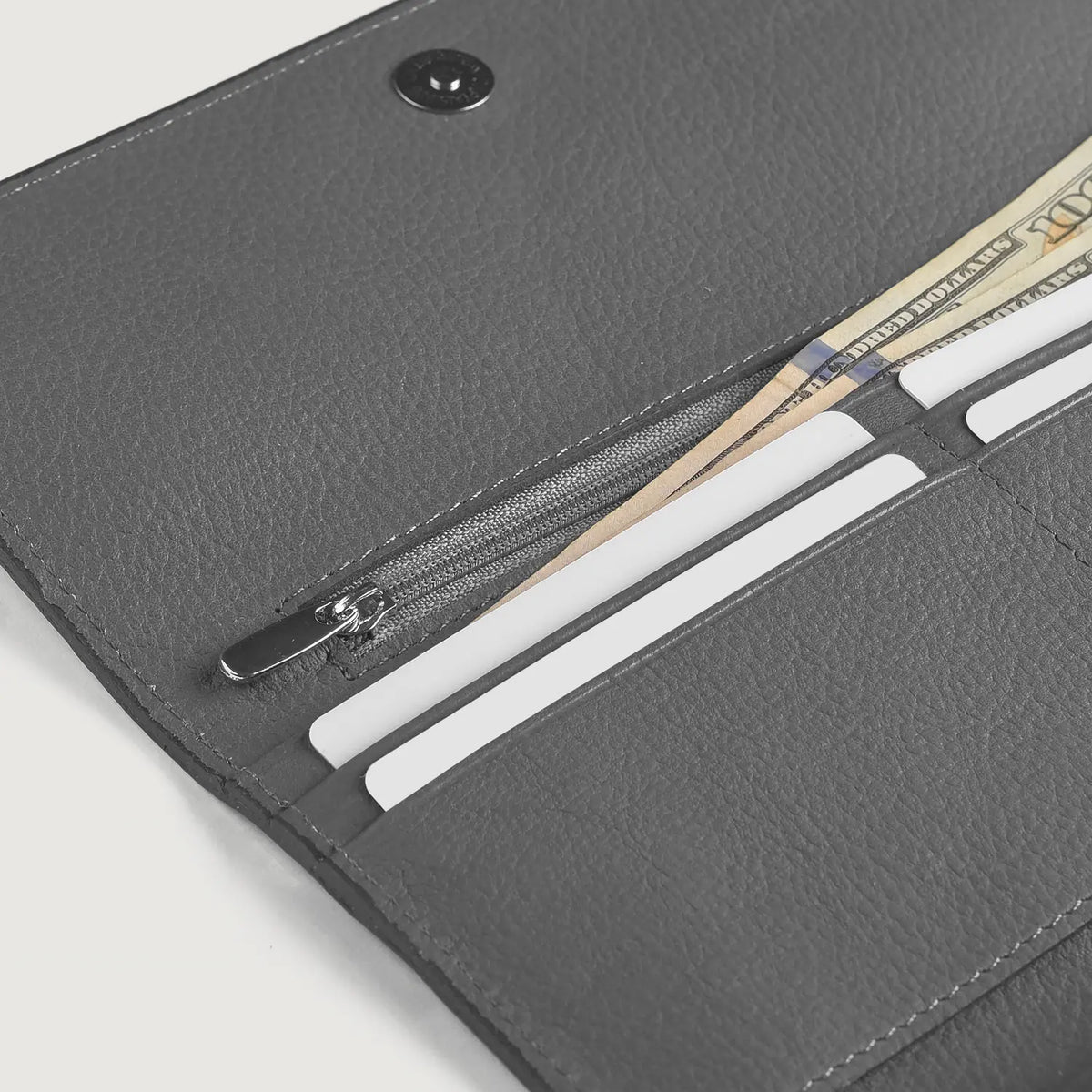Brex Taylor Grey Leather Continental Wallet - grey continental leather wallet, view 6
