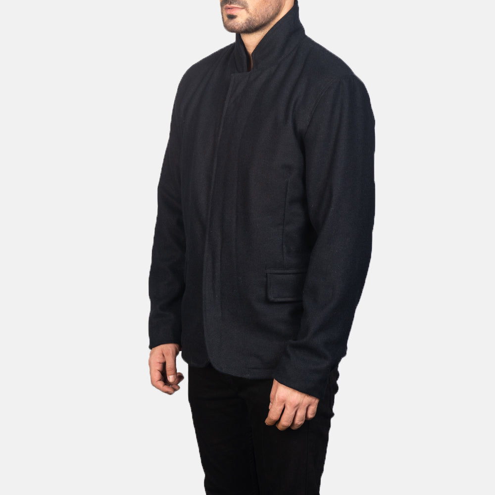 Thomas Black Wool Jacket - men's jacket in black wool, view 2