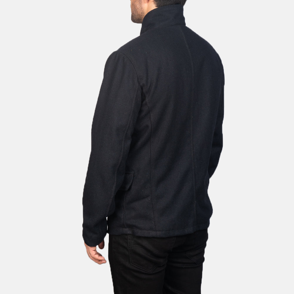 Thomas Black Wool Jacket - men's jacket in black wool, view 5