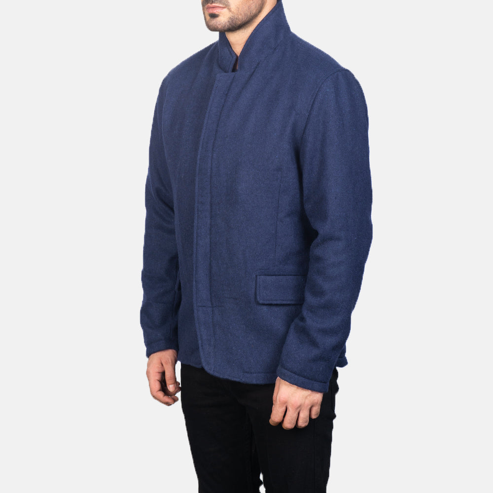 Thomas Blue Wool Jacket - men's jacket in blue wool, view 2